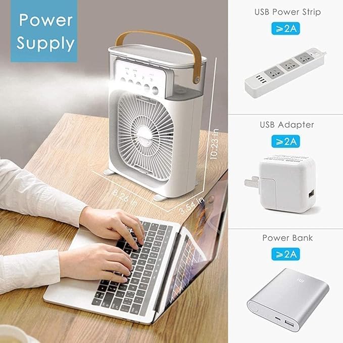 Arctic Mini Air Cooler – Portable AC Fan with 7-Color LED, 3 Speeds, Mist Cooling & Timer | Perfect for Room, Office & Travel