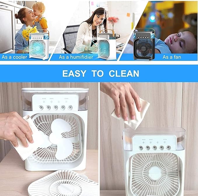 Arctic Mini Air Cooler – Portable AC Fan with 7-Color LED, 3 Speeds, Mist Cooling & Timer | Perfect for Room, Office & Travel