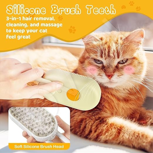 Steam Brush for Dog Cat 3 in 1 Water Brush for Dogs Electric Multifunctional Water USB Rechargeable Steamy Brush for Pets