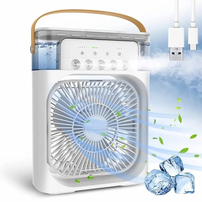 Arctic Mini Air Cooler – Portable AC Fan with 7-Color LED, 3 Speeds, Mist Cooling & Timer | Perfect for Room, Office & Travel